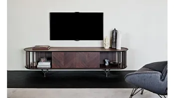 Mobile Porta Tv in legno Noce Canaletto con inserti in metallo Costes di Cattelan Italia