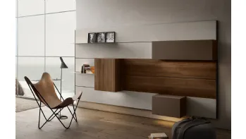 Mobile sospeso Living 01 in Noce e laccato opaco di Arredo3
