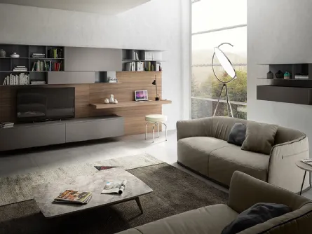 Parete Attrezzata Living 07 in laminato Grigio Londra di Arredo3