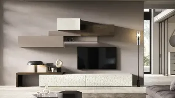 Parete Attrezzata Kosmos KC103 in materico, legno e laccato di Moretti Compact Giorno Notte