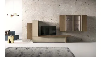 Parete Attrezzata Kosmos KC128 in legno e vetro di Mercantini