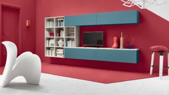 Parete attrezzata in laccato opaco bicolore Modulo 4 di Veneta Cucine