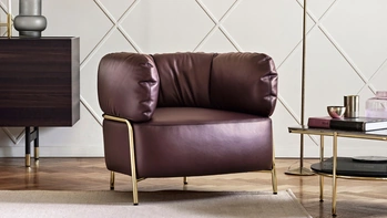 Poltroncina in pelle Quadrotta di Calligaris