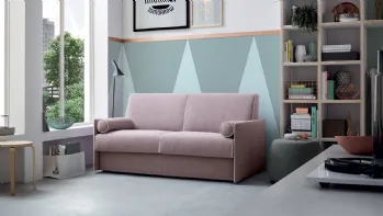 Divano Letto minimale con cuscini tondeggianti in tessuto Blair di Felis