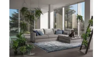 Divano ad angolo in tessuto Glammy di Samoa