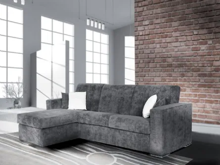 Divano letto con penisola realizzato in tessuto di colore grigio di Crippa Salotti