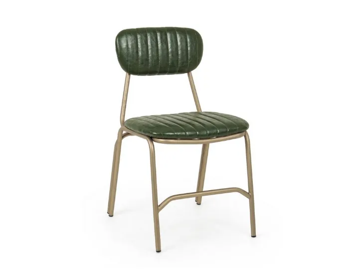 Sedia Addy rivestita Ecopelle Verde Scuro di Bizzotto