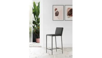 Sgabello Drop Vintage imbottito e rivestito in ecopelle con struttura in metallo di Arredo3