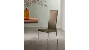 Sedia Denise Flex in pelle con schienale alto di Riflessi