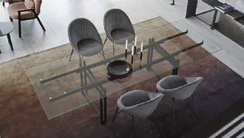 Tavolo allungabile con piano in vetro e struttura in metallo Berlin di Calligaris