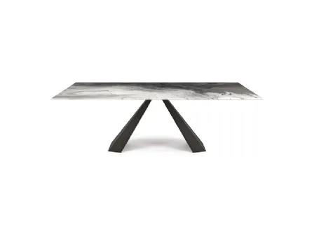 Tavolo con base in metallo e top in cristallo decorato con stampa artistica Eliot Crystalart di Cattelan Italia