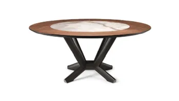 Tavolo rotondo con piano in legno e ceramica Planer Ker-Wood Round di Cattelan Italia
