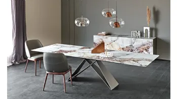 Tavolo allungabile in cristallo stampato Premier Crystalart Drive di Cattelan Italia