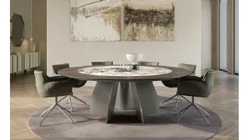 Tavolo con top in legno e ceramica Senator Ker-Wood Round di Cattelan Italia