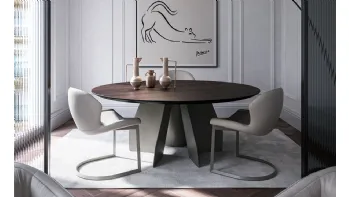 Tavolo con top in legno Senator Round di Cattelan Italia