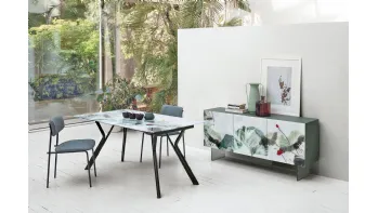 Tavolo allungabile in vetro con stampa digitale Katana di Target Point