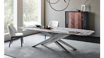 Tavolo Lancer con piano in ceramica effetto marmo Keramik di Cattelan Italia