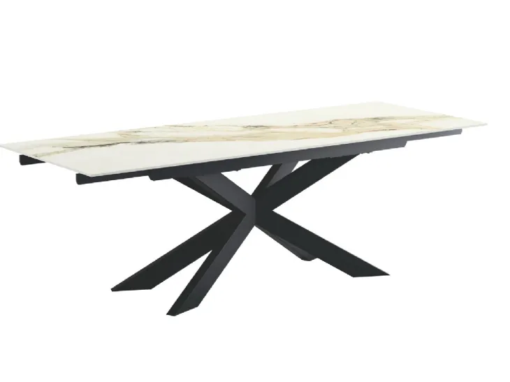 Tavolo allungabile Prelude Caranto con piano in ceramica e base in metallo di Veneta Cucine