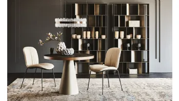 Tavolo con base conica in acciaio e piano in ceramica Saturno Keramik Bistrot di Cattelan Italia