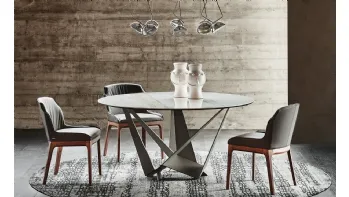 Tavolo rotondo in ceramica con base in acciaio Skorpio Keramic Round di Cattelan Italia