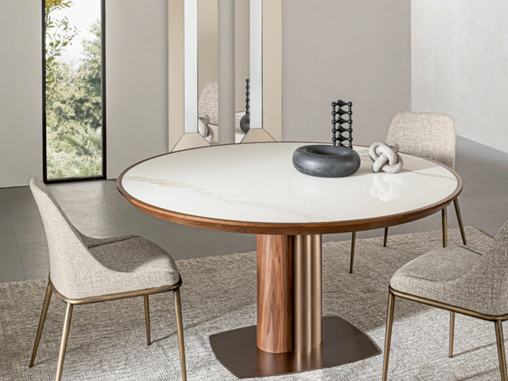 Tavolo Tower in legno e ceramica di Riflessi