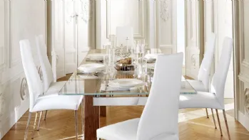 Tavolo allungabile in vetro e in legno di Calligaris