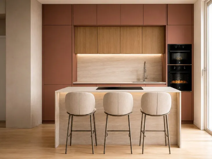 Cucina su misura con dettagli materici