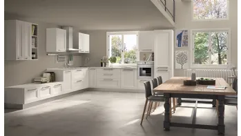 Cucina Classica angolare Alba in Frassino finitura Bianco di Essebi