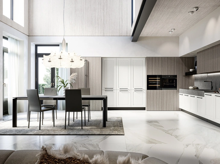 Cucina Classica angolare in laccato a poro aperto e laminato Asolo di Arredo3