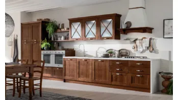 Cucina Classica lineare Eva in legno Tinta Noce di Arrex