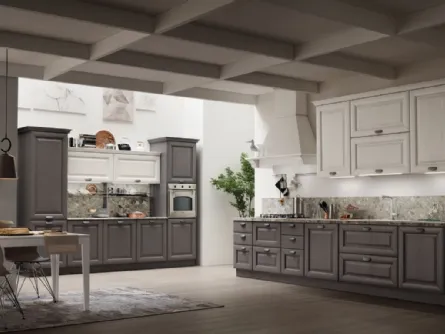 Cucina Classica lineare Lola in Grigio Antracite e Bianco Gesso di Arrex
