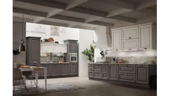Cucina Classica lineare Lola in Grigio Antracite e Bianco Gesso di Arrex