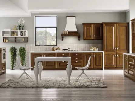 Cucina Classica lineare Magda in Legno Decapé Ciliegio di Arrex