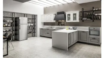 Cucina Classica angolare Nora in legno laccato Decapé Orione e Gesso di Arrex