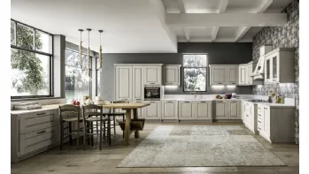 Cucina Classica Nora angolare in legno laccato Decapé Ecru di Arrex