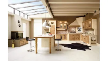 Cucina in Muratura con isola Carola in Rovere Naturale di Arrex