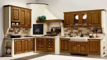 Cucina angolare in Muratura Nora in legno tinta Noce di Arrex
