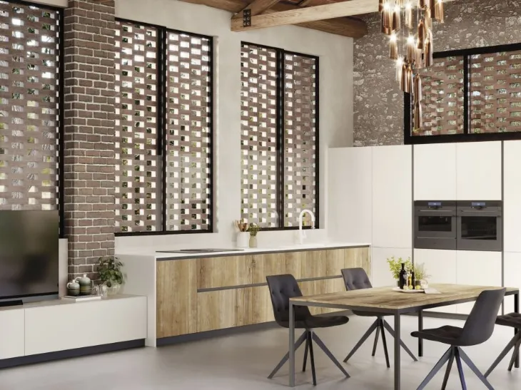 Cucina Moderna angolare AL32 Rovere Slavonia di Arrex