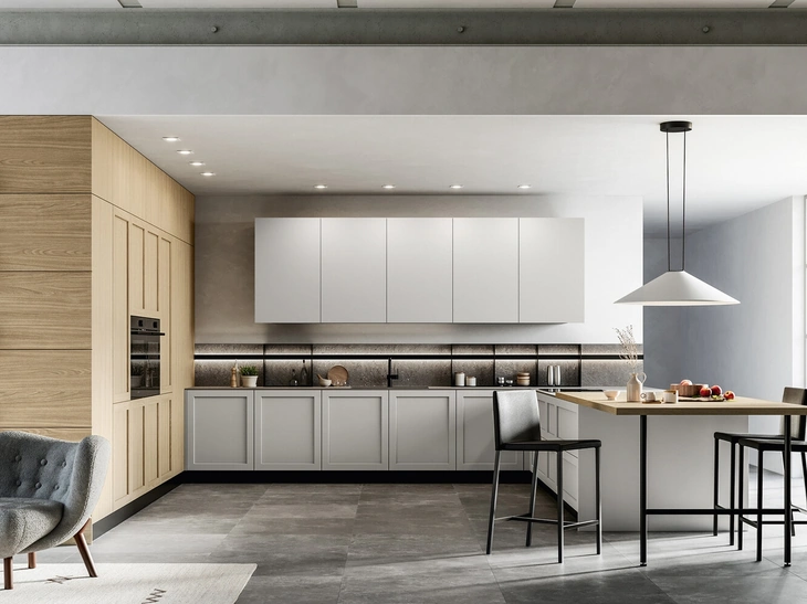 Cucina Moderna angolare in Pet e laminato Alma di Arredo3