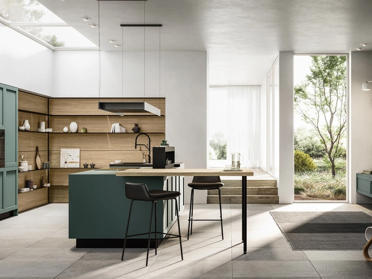 Cucina Moderna in Pet e laminato con isola Alma di Arredo3