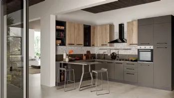 Cucina Moderna ad angolo in laccato opaco e effetto legno Easy 024 di Ar-due