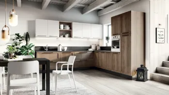 Cucina Moderna ad angolo effetto legno Easy 028 di Ar-due