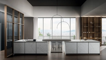 Cucina Moderna con penisola Kronos 01 in laminam di Arredo3