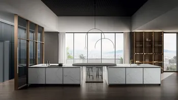 Cucina Moderna con penisola Kronos 01 in laminam di Arredo3