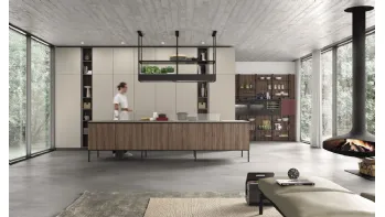 Cucina Moderna lineare AL 32 in HPL Noce Savoia di Arrex