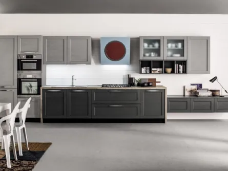 Cucina Moderna lineare Curry in Rovere laccato con top in laminato di Arrex