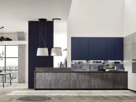 Cucina Loft Soft Blu e Cemento di Arrex