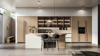 Cucina Moderna con isola Asia 01 in laccato e legno di Arredo3