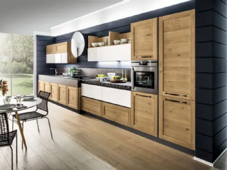 Cucina Moderna Curry Rovere e Bianco Lucido di Arrex