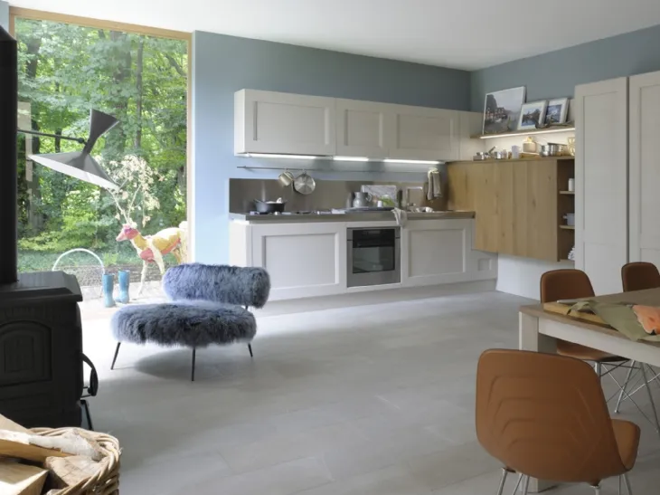Cucina Moderna Dialogo Shellsystem in Rovere Bianco e Ambrato di Veneta Cucine